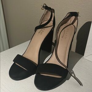 Glaze Black Stiletto Heels with Ankle Strap
